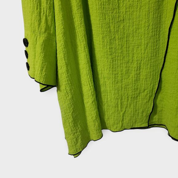 Ali Miles 2X Neon Green Crinkled Button Decor Asymmetric Tunic Top Lagen Artsy - Picture 3 of 12